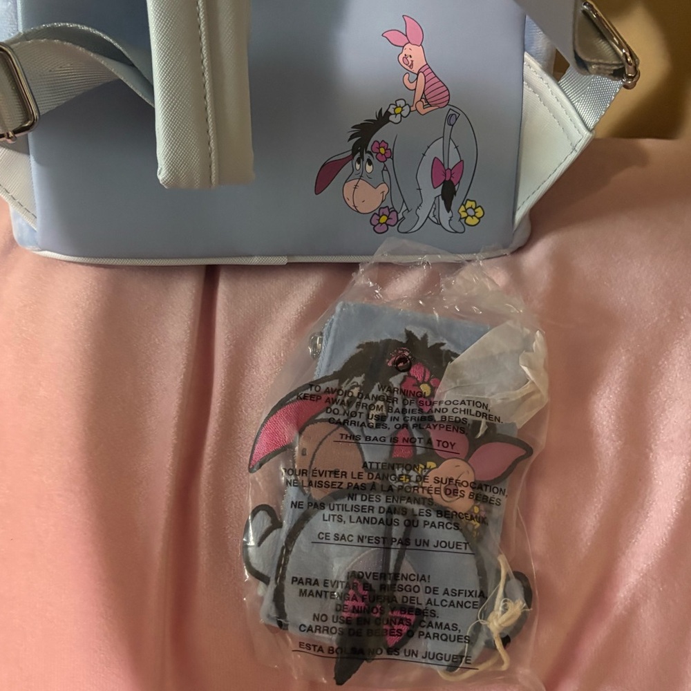 Loungefly Winnie the Pooh Eeyore & Piglet Mini Backpack and wallet new with tags - Picture 4 of 5